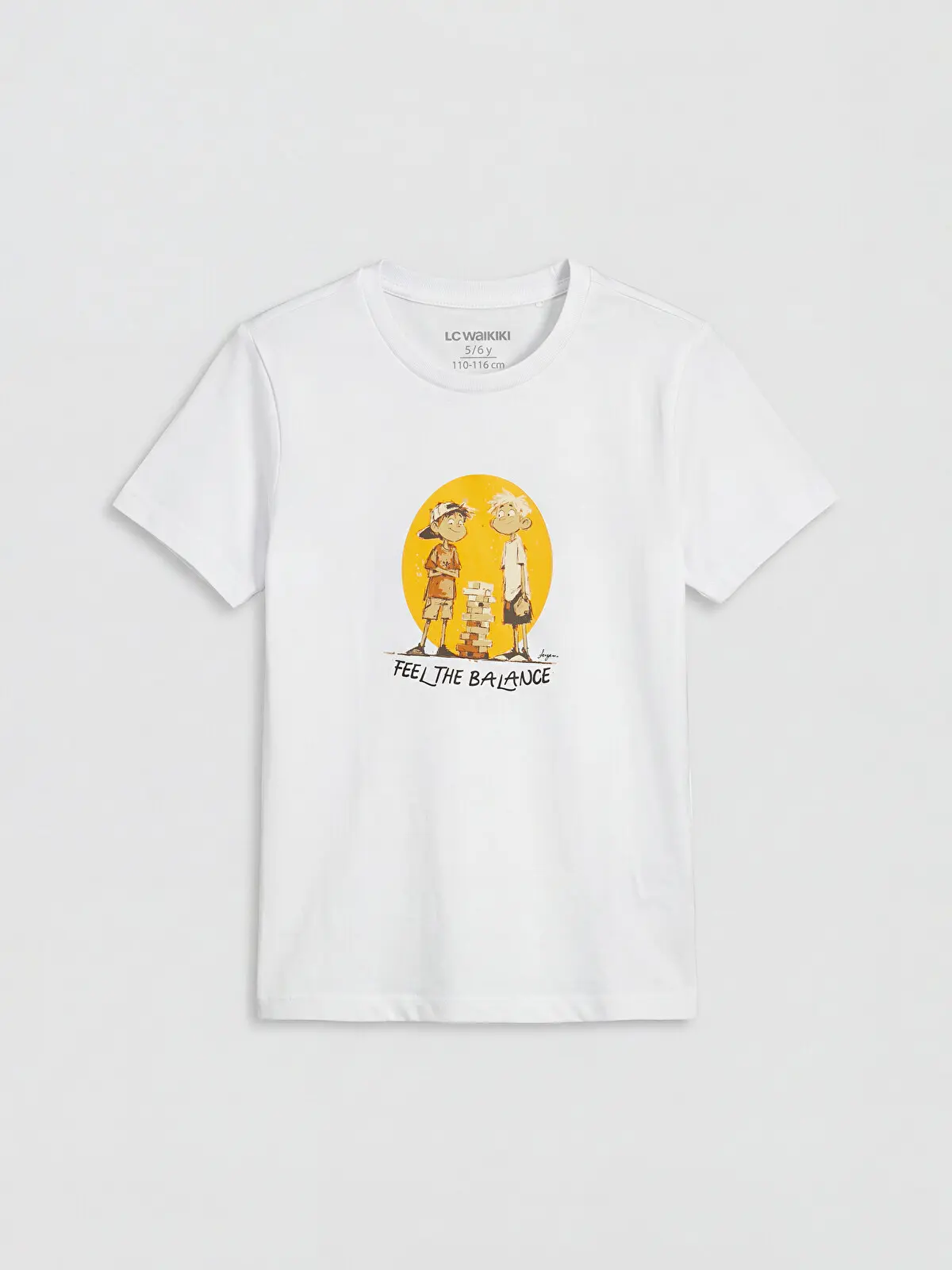S6IO09Z4-J5E_1 LC WAIKIKI White Crew Neck Printed Boys' T-Shirt - Image 1