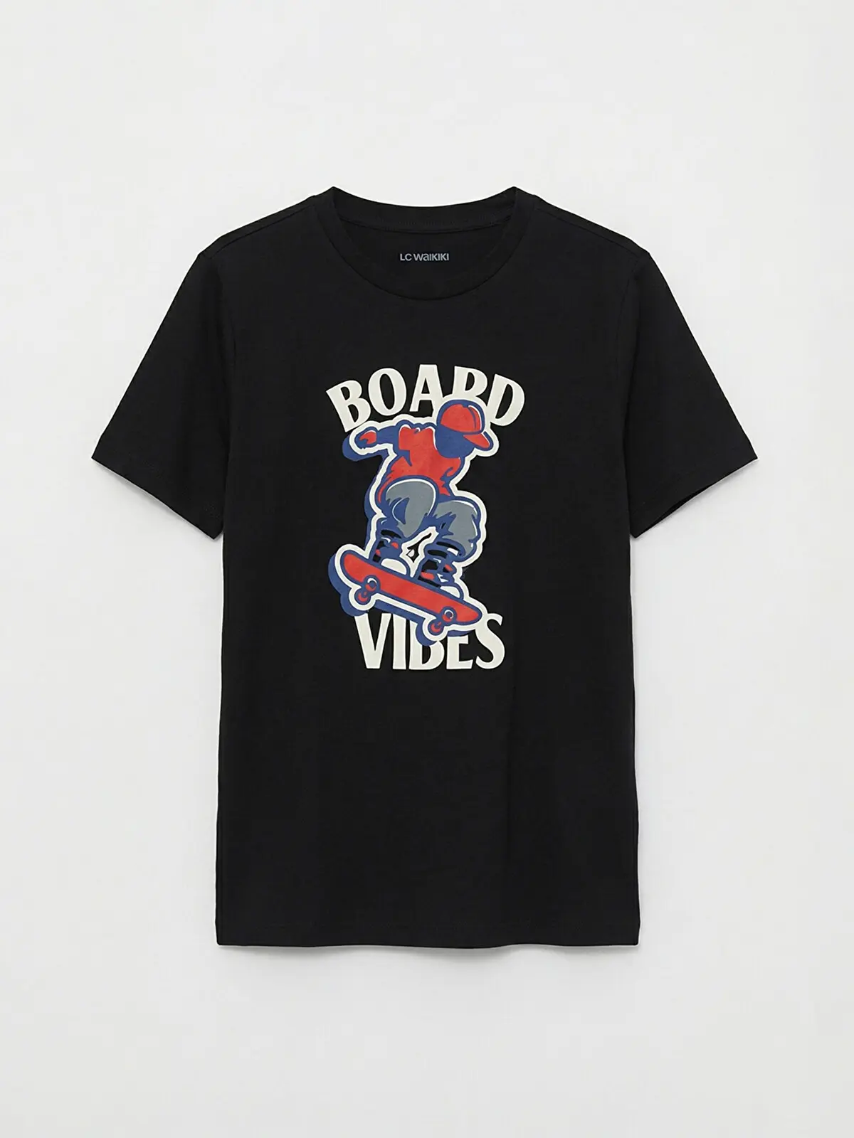 S6IO10Z4-CVL_1 LC WAIKIKI Black Crew Neck Boys' Printed T-Shirt - Image 1