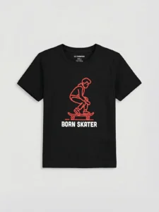LC WAIKIKI Black Printed Boys' T-Shirt