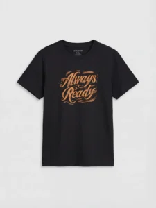 LC WAIKIKI Black Text Printed Boys' T-Shirt