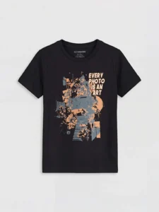 LC WAIKIKI Black Printed Boys' T-Shirt