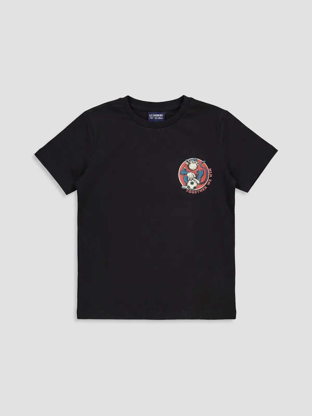 S6IO16Z4-CVL_1 LC WAIKIKI Black Crew Neck Printed Boys' T-Shirt - Image 1