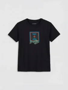 LC WAIKIKI Black Crew Neck Printed Boys' T-Shirt
