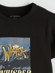 LC WAIKIKI Black Crew Neck Printed Boys' T-Shirt - Image 2