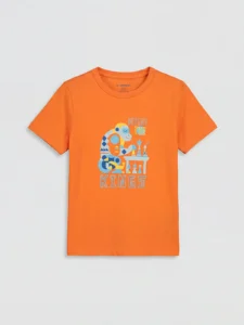 LC WAIKIKI Orange Crew Neck Printed Boys' T-Shirt