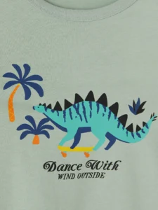 LC WAIKIKI Green Dinozor Printed Boys' T-Shirt - Image 2