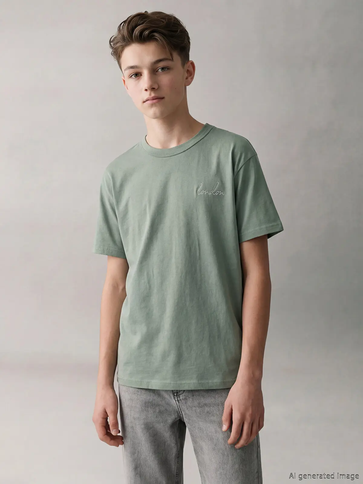 S6KE98Z4-GN2_1 LCW Kids Khaki London Printed Boys' T-Shirt - Image 1