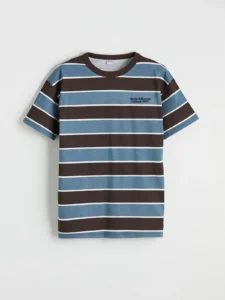 LCW Kids Brown Crew Neck Striped Boys' T-Shirt - Image 3