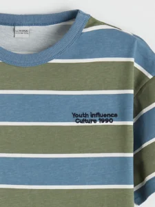 LCW Kids Indigo Crew Neck Striped Boys' T-Shirt - Image 3