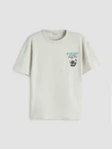 LCW Kids Beige Crew Neck Printed Boys' T-Shirt - Image 3