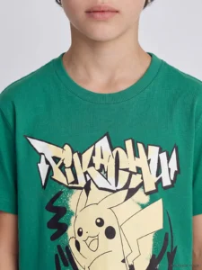LCW Kids Green Crew Neck Pikachu Printed Boys' T-Shirt - Image 2