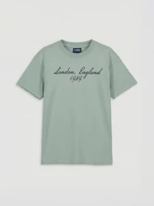 LCW Kids Green Crew Neck London Printed Boys' T-Shirt - Image 2