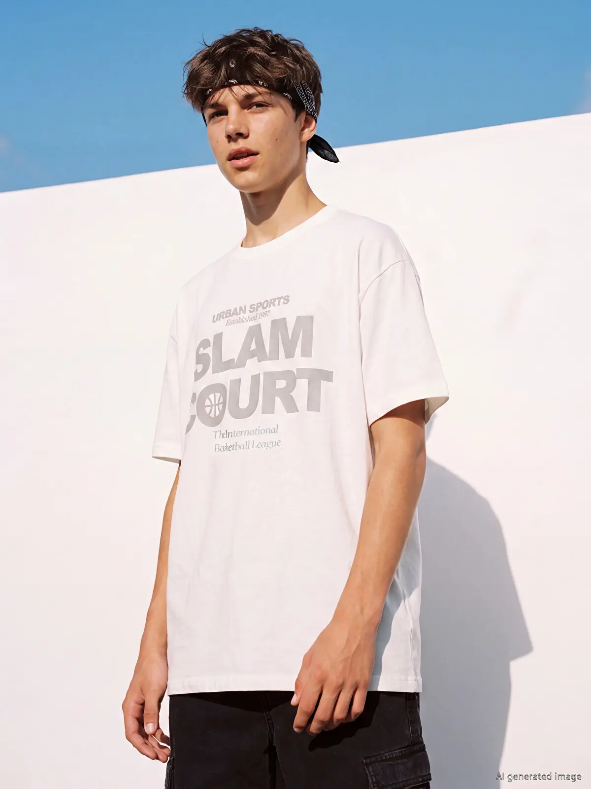 S6MV73Z4-EEW_1 LCW Kids Ecru Crew Neck Text Printed Boys' T-Shirt - Image 1