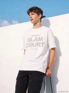 LCW Kids Ecru Crew Neck Text Printed Boys' T-Shirt - Image 2