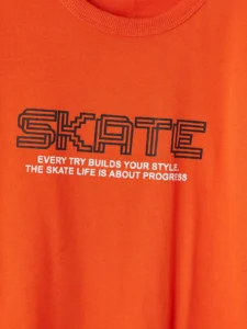 LCW Kids Orange Crew Neck Printed Boys' T-Shirt - Image 5