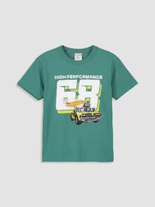 LCW Kids Green Crew Neck Hot Wheels Printed Boys' T-Shirt - Image 2