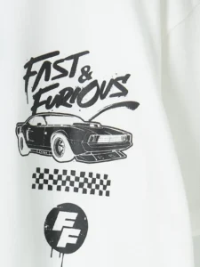 LCW Kids White Crew Neck Fast & Furious Printed Boys' T-Shirt - Image 5
