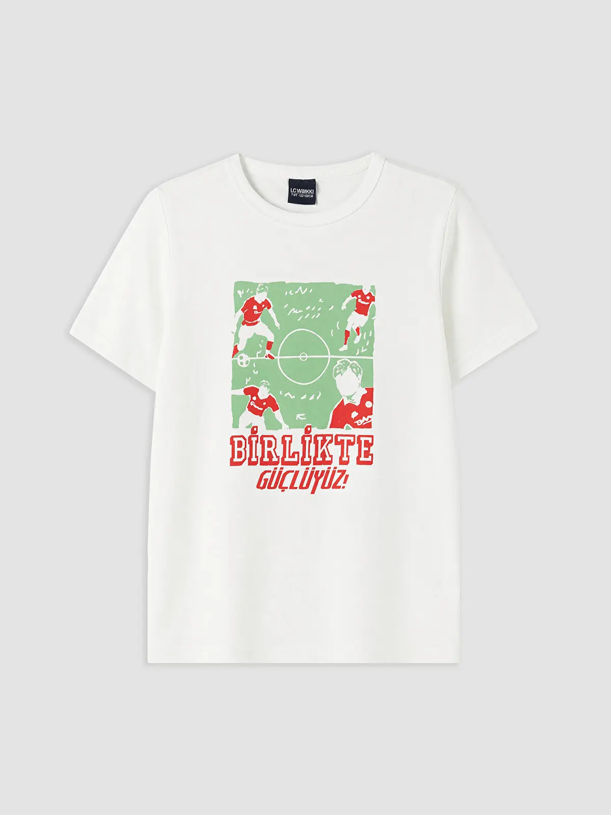 S6NB87Z4-EEW_1 LC WAIKIKI Ecru Crew Neck Printed Boys' T-Shirt - Image 1