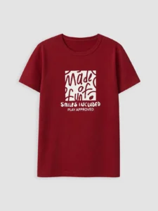 LC WAIKIKI Burgundy Crew Neck Printed Boys' T-Shirt