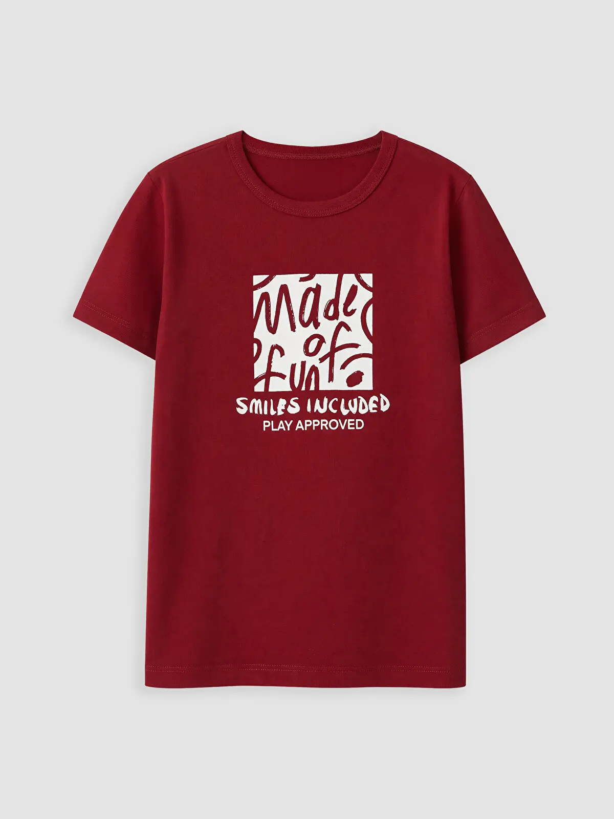 S6ND37Z4-YHR_1 LC WAIKIKI Burgundy Crew Neck Printed Boys' T-Shirt - Image 1