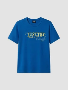 LC WAIKIKI Blue Crew Neck Text Printed Boys' T-Shirt