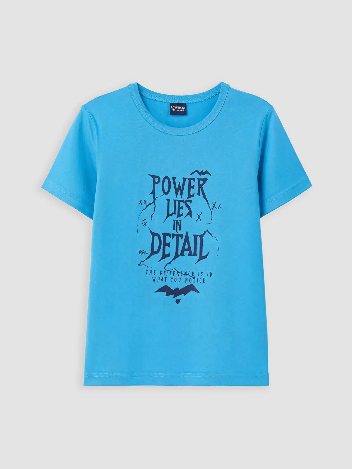 S6ND44Z4-ZSZ_1 LC WAIKIKI Blue Crew Neck Printed Boys' T-Shirt - Image 1