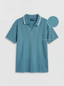 LCW Kids Indigo Polo Shirt Collar Stripe Detailed Boys' T-Shirt - Image 3