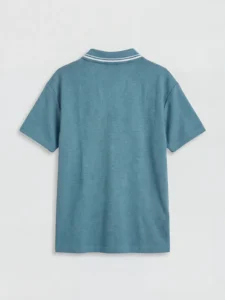 LCW Kids Indigo Polo Shirt Collar Stripe Detailed Boys' T-Shirt - Image 4