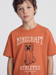 LCW Kids Orange Minecraft Printed Boys' T-Shirt - Image 2