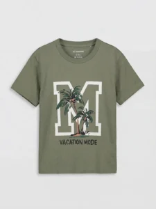 LCW Kids Khaki Crew Neck Printed Boys' T-Shirt - Image 2