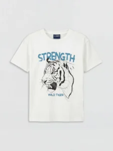 LCW Kids White Crew Neck Printed Boys' T-Shirt - Image 2