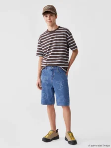 LCW Kids Brown Crew Neck Striped Boys' T-Shirt - Image 2