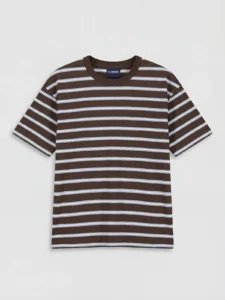 LCW Kids Brown Crew Neck Striped Boys' T-Shirt - Image 3