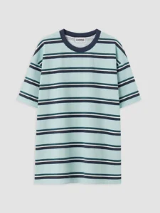 LCW Kids Green Crew Neck Striped Boys' T-Shirt - Image 2