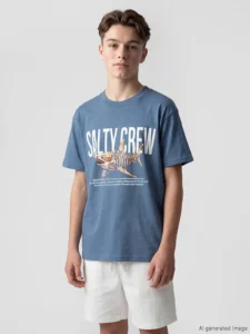 LCW Kids Blue Crew Neck Printed Boys' T-Shirt