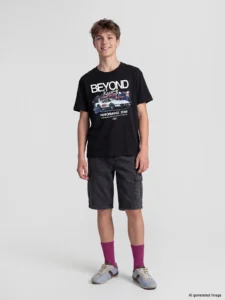 LCW Kids Black Printed Boys' T-Shirt - Image 2