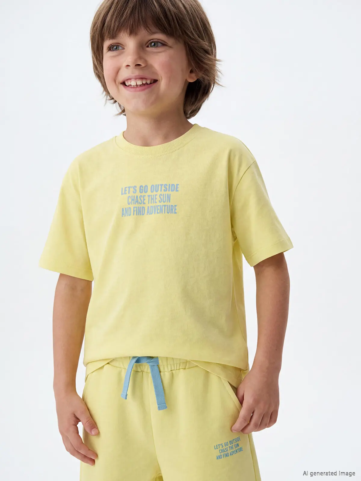 S6QT60Z1-FZL_1 LCW Kids Green Text Printed Boys' T-Shirt - Image 1