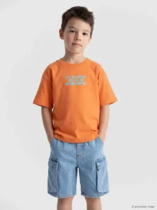 LCW Kids Orange Slogan Printed Boys' T-Shirt - Image 2