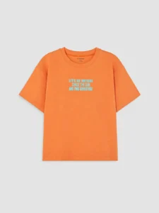 LCW Kids Orange Slogan Printed Boys' T-Shirt - Image 3