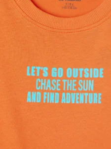 LCW Kids Orange Slogan Printed Boys' T-Shirt - Image 5