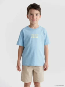 LCW Kids Blue Slogan Printed Boys' T-Shirt