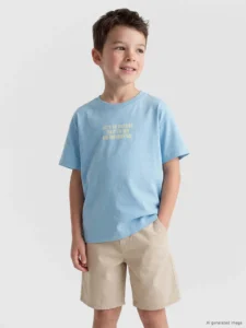 LCW Kids Blue Slogan Printed Boys' T-Shirt - Image 2