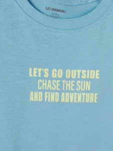 LCW Kids Blue Slogan Printed Boys' T-Shirt - Image 5