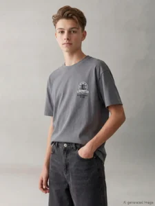 LCW Kids Gray Crew Neck Printed Boys' T-Shirt - Image 2