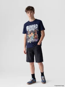 LCW Kids Navy Blue Crew Neck Stranger Things Printed Boys' T-Shirt - Image 2