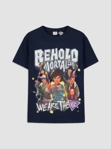 LCW Kids Navy Blue Crew Neck Stranger Things Printed Boys' T-Shirt - Image 3