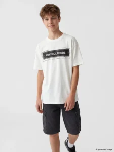 LCW Kids White Slogan Printed Boys' T-Shirt - Image 2