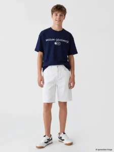 LCW Kids Navy Blue Crew Neck Slogan Printed Boys' T-Shirt - Image 2