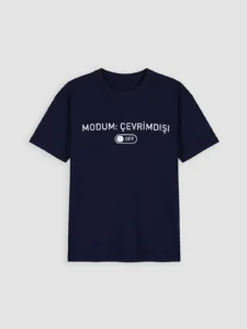 LCW Kids Navy Blue Crew Neck Slogan Printed Boys' T-Shirt - Image 3