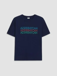 LCW Kids Navy Blue Azerbaycan Printed Boys' T-Shirt